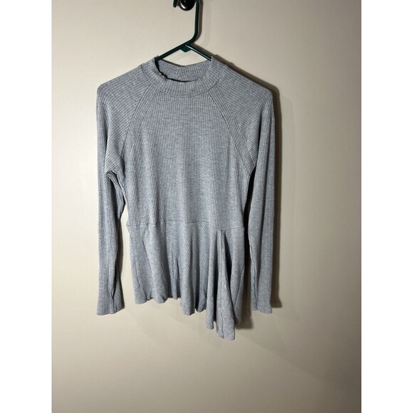 Maeve Tops - Maeve Anthropologie Women's Gray Peplum Ribbed Blouse Size Medium